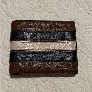 Coach Men's Brown and Black Leather Wallet